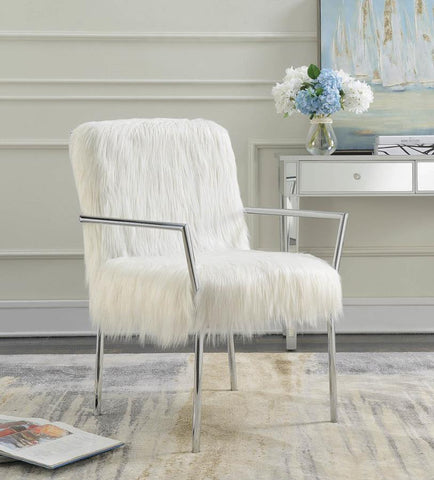 White Faux Fur Chair