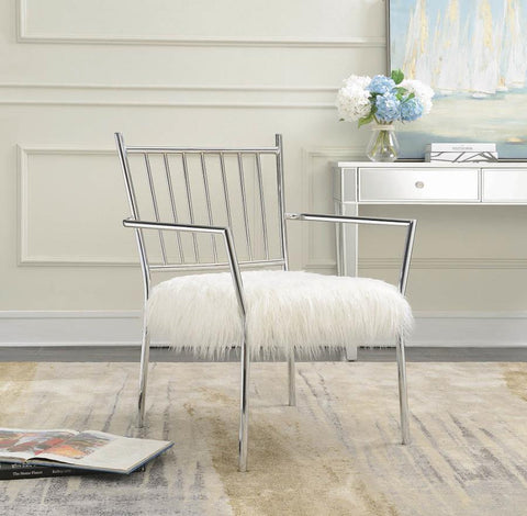 Grey Faux Fur Chair